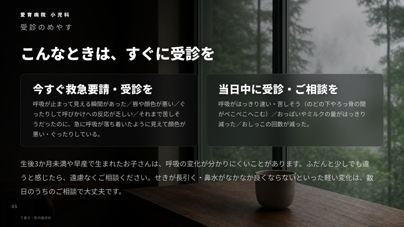 すぐ受診する目安のスライド