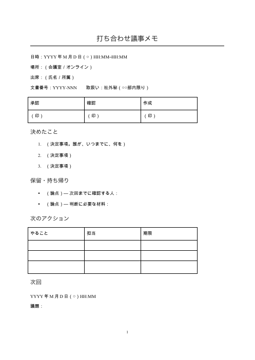 議事メモの1ページ目