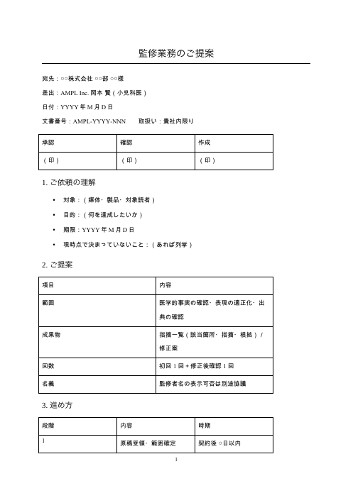 提案書の1ページ目