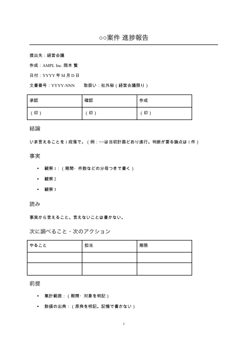報告書の1ページ目